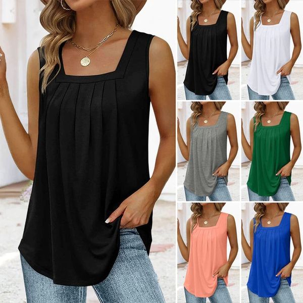 Square neck sleeveless tank top